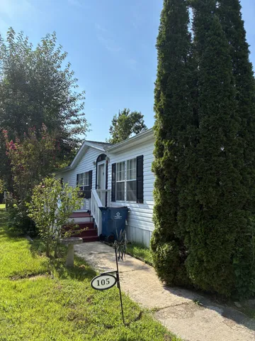 a garden view with a seating space