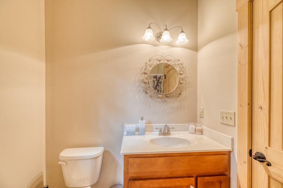 111 Watkins Farm Road Blue Ridge, GA 30513 - Photo 22 of 23 a bathroom with a sink vanity mirror and toilet