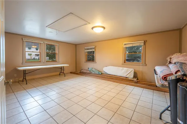 a view of a backyard with a tub