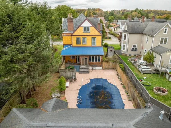 an aerial view of a house