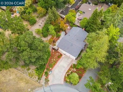 an aerial view of a house