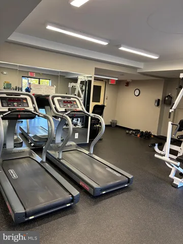 a room with gym equipment
