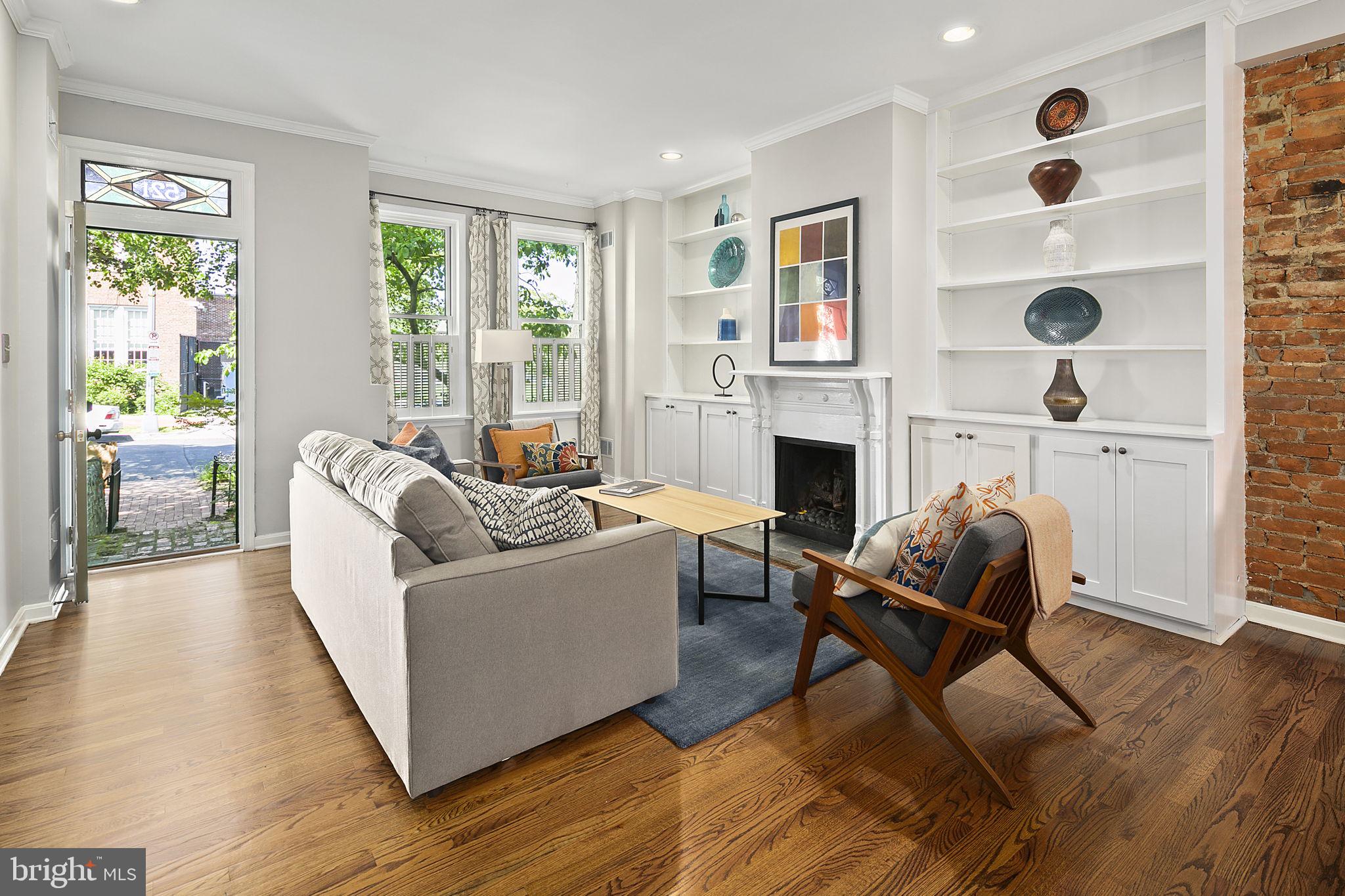521 5th Street Northeast Washington, DC 20002 - Photo 2 of 48 Large living room with built-ins and gas fireplace