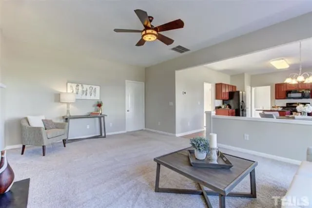 a living room with furniture