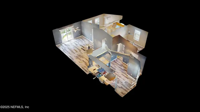 a bed sitting on top of a wooden floor