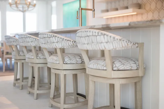 an aerial view of a kitchen with a kitchen and a stove