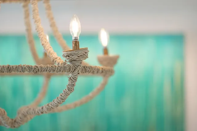 an aerial view of a house with a garden
