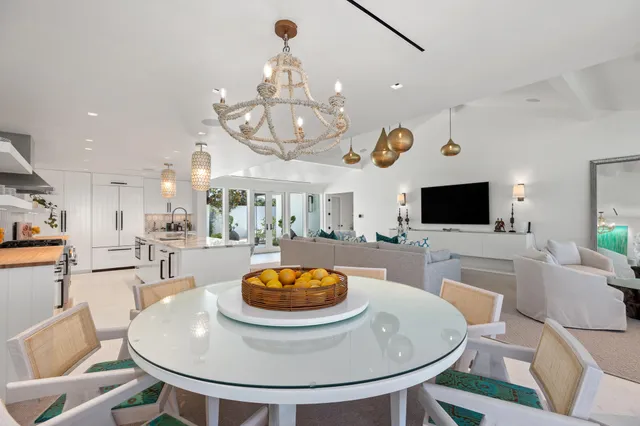 a view of an ocean and a yard