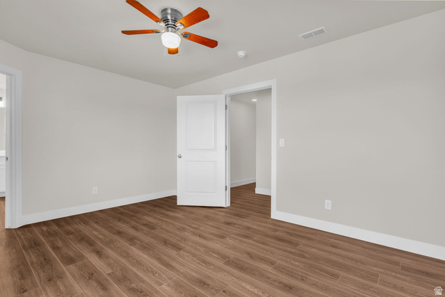 578 West 7th Midvale, UT 84047 - Photo 11 of 35 Unfurnished bedroom with wood finished floors and a ceiling fan