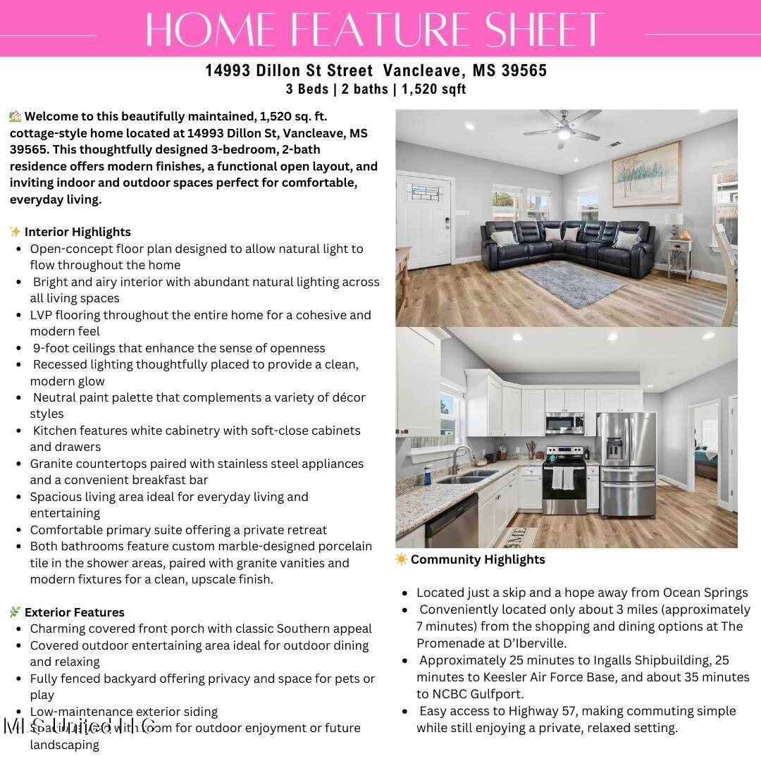 14993 Dillon Street Vancleave, MS 39565 - Photo 2 of 34 FeatureSheet