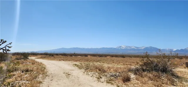 a view of a town with mountains in the background