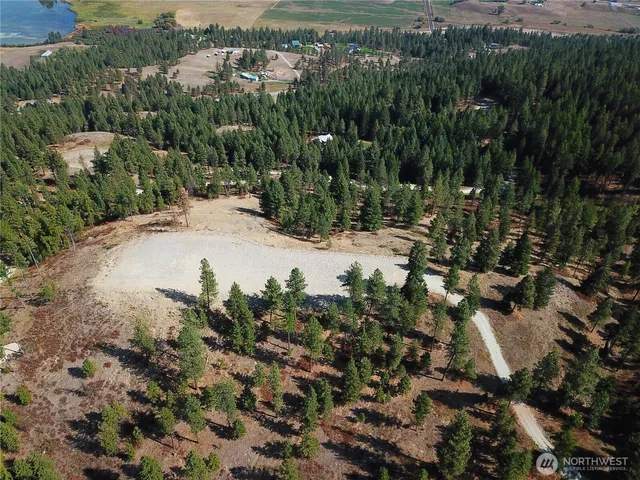 a view of water from a yard
