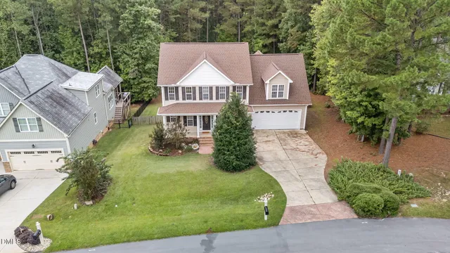 an aerial view of a house
