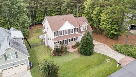 an aerial view of a house
