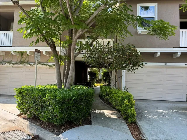 a view of a garden with a slide