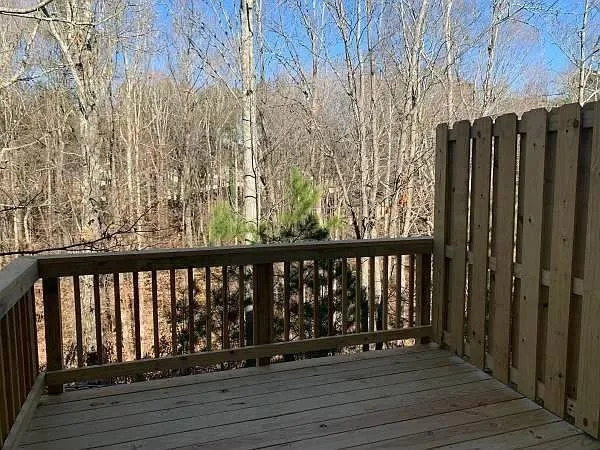 a view of wooden balcony