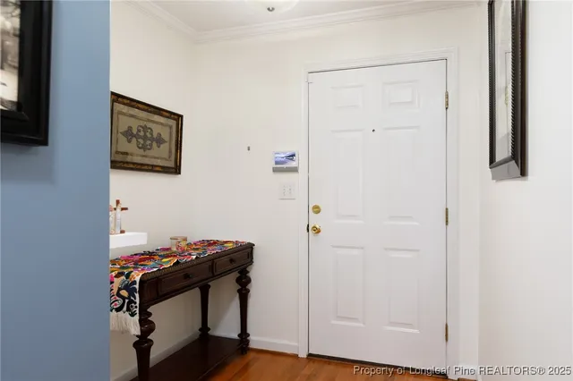 a view of workspace with wooden floor