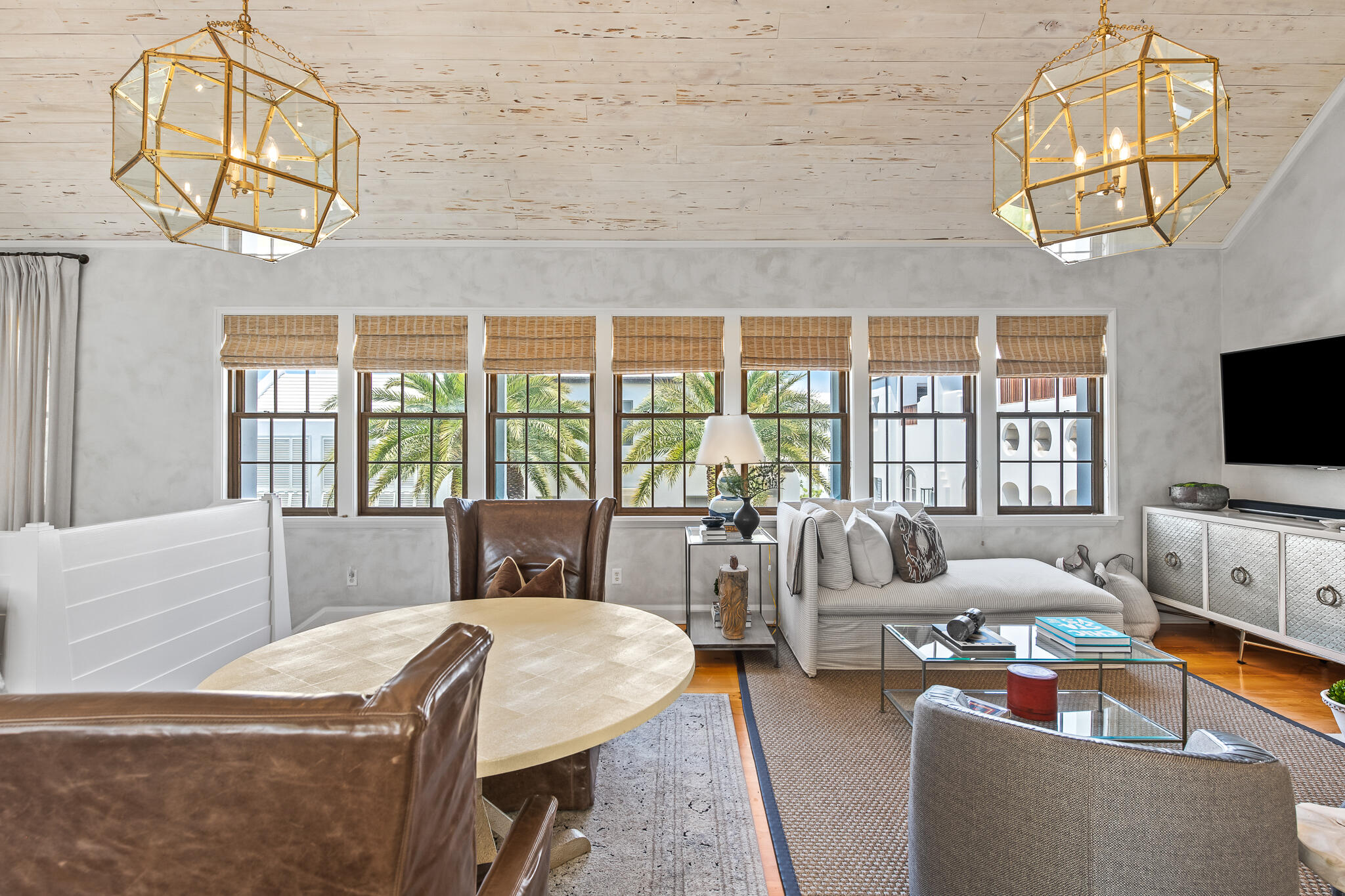 101 Charles Street Inlet Beach, FL 32461 - Photo 17 of 59 a living room with furniture chandelier and a flat screen tv