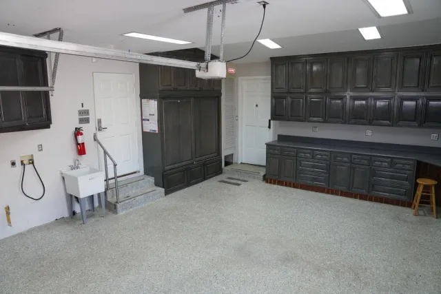 a view of a hallway with an outdoor space