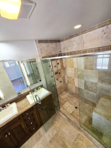 a bathroom with shower