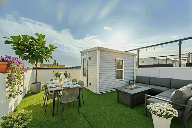 a living room with furniture