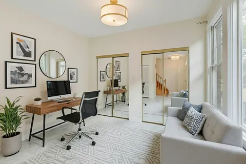 an empty room with a door