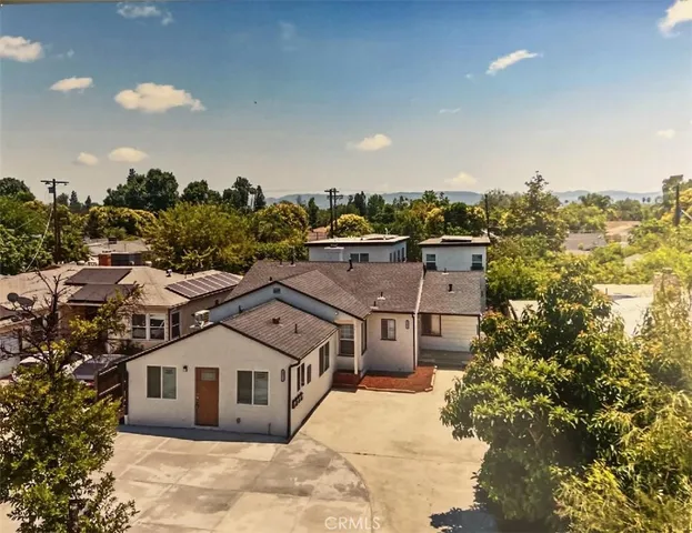 an aerial view of a house