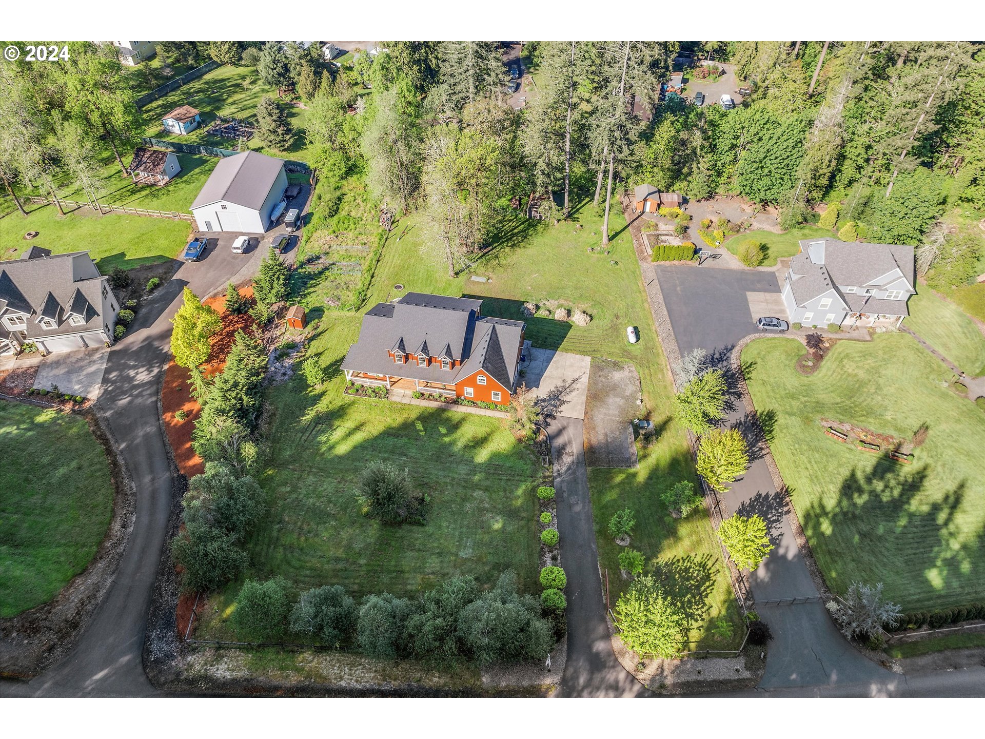 19053 South Mattoon Road Estacada, OR 97023 - Photo 42 of 47 an aerial view of a house with a yard basket ball court and outdoor seating