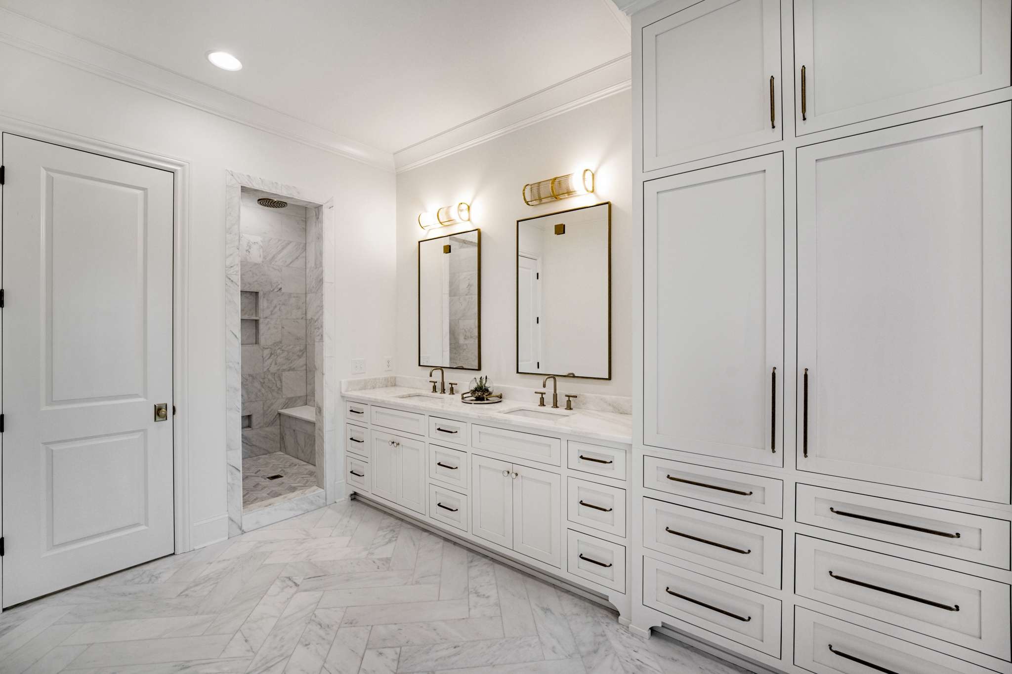 1995 Old Hillsboro Road Franklin, TN 37064 - Photo 35 of 70 a bathroom with a double vanity sink a mirror and a shower