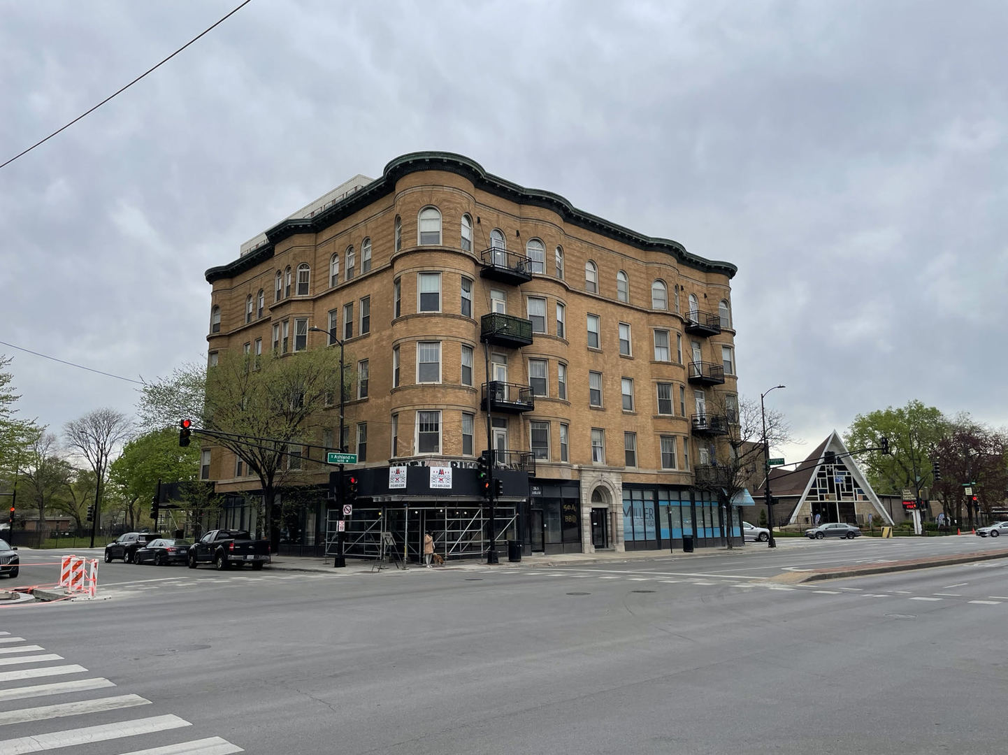 a front view of a building