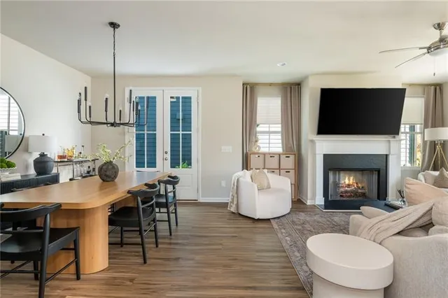 a view of hall way with furniture