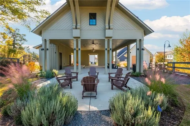 a view of a balcony with chairs