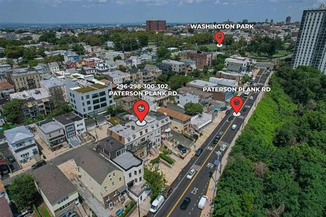 an aerial view of a city