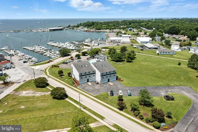 an aerial view of a residential houses with outdoor space