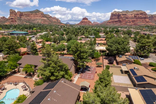 an aerial view of multiple house