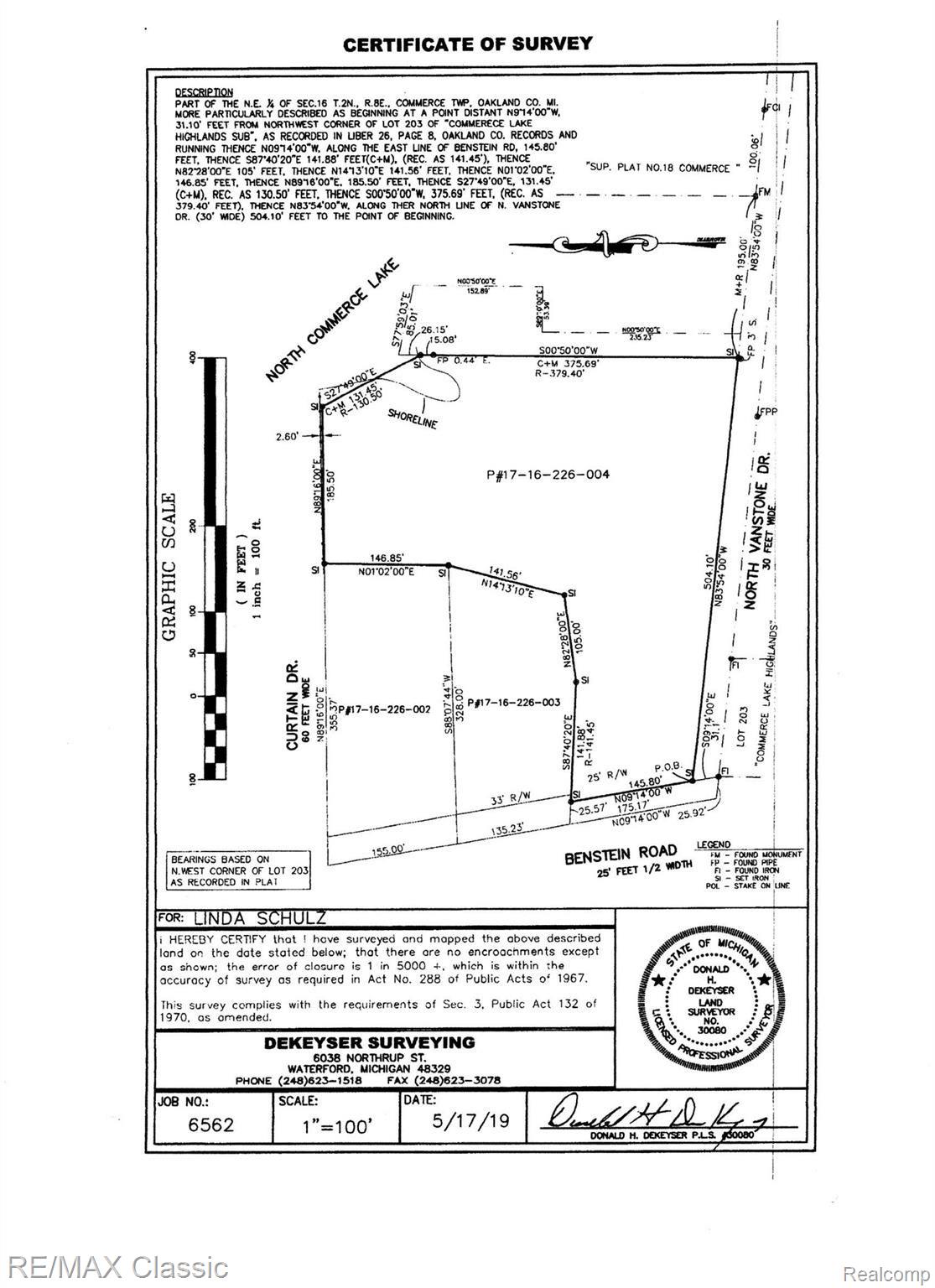 3980 Benstein Road Commerce Township, MI 48382 - Photo 12 of 68 Survey of property May 2019