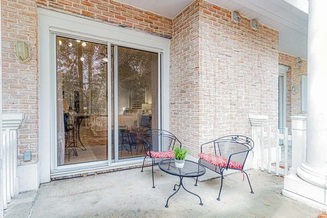 a building outdoor space with a couch