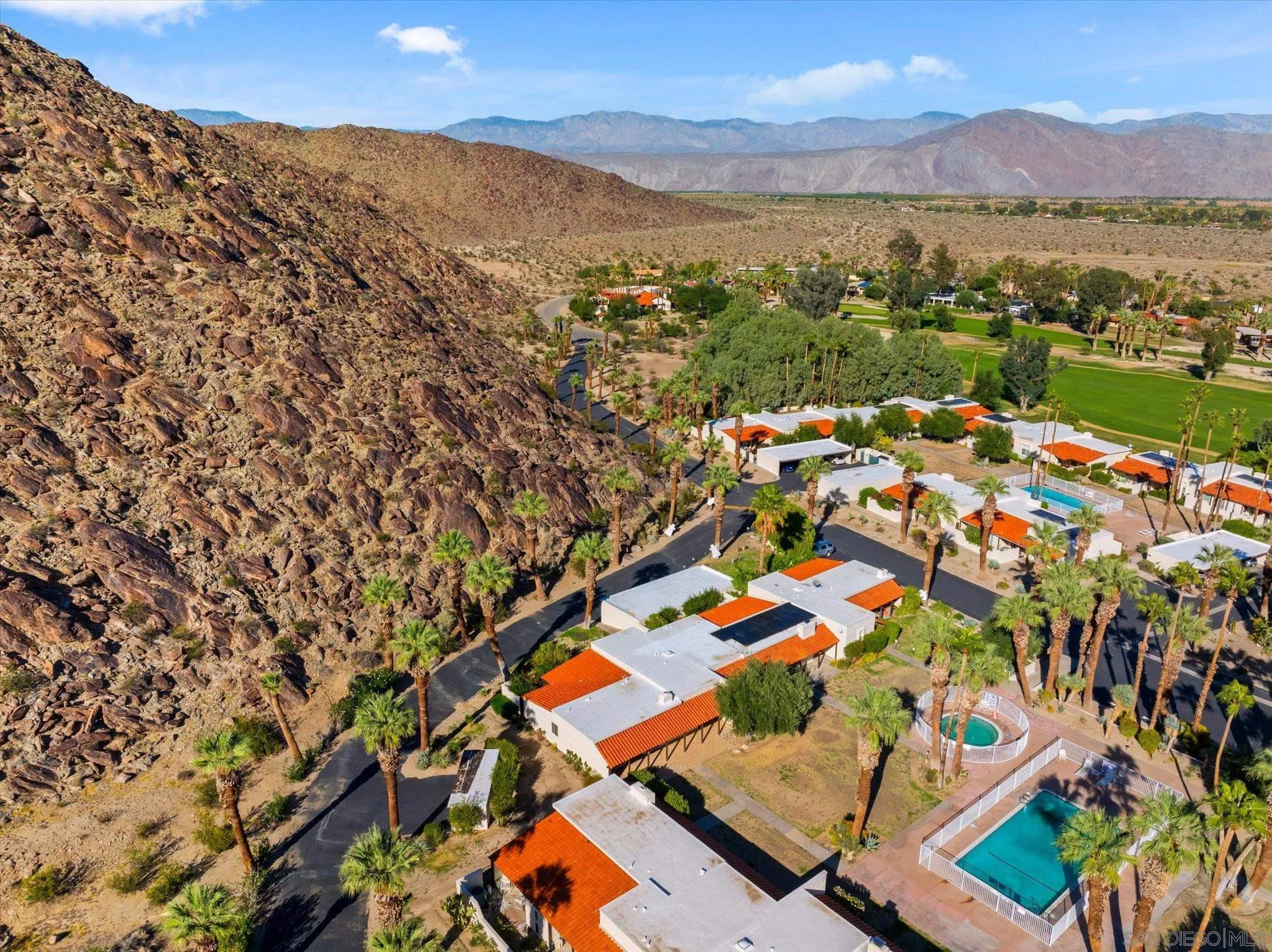 1668 Montezuma Court, Unit 22 Borrego Springs, CA 92004 - Photo 51 of 75 an aerial view of residential house with outdoor space and mountain view