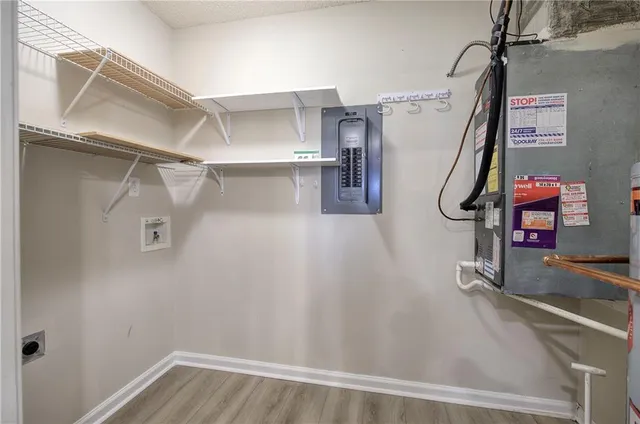 a view of entryway with wooden floor