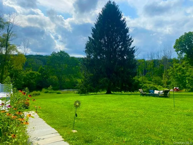 a view of a golf course with a garden