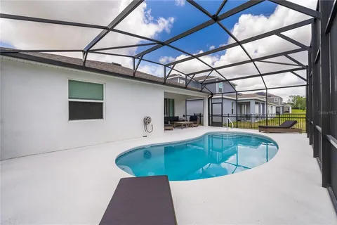 a view of a swimming pool with a backyard