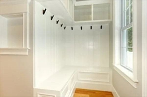 a bathroom with a bathtub