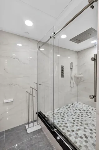 a bathroom with a shower