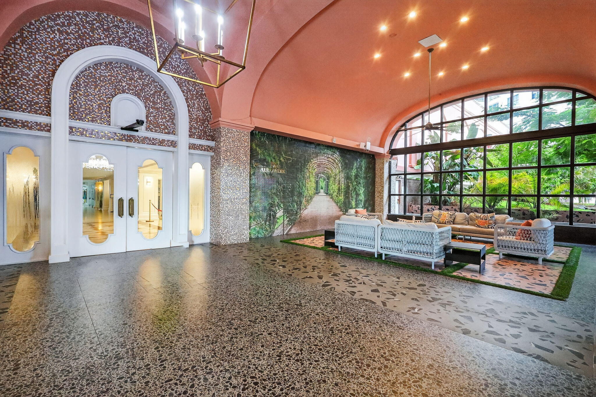 5225 Collins Avenue, Unit 1408 Miami Beach, FL 33140 - Photo 27 of 37 a living room with furniture and a floor to ceiling window