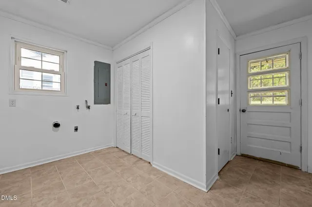 an empty room with closet