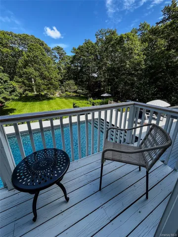a view of a bench in a balcony