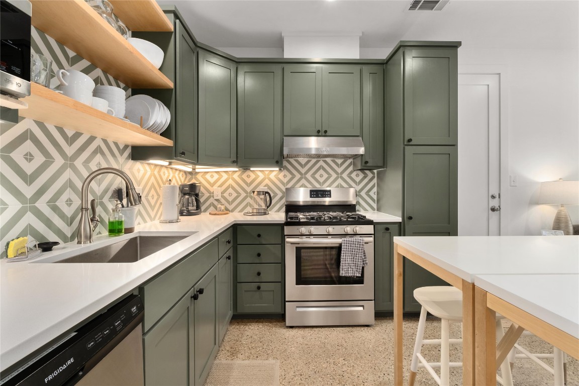 1806 Garden Street, Unit B Austin, TX 78702 - Photo 8 of 24 a kitchen with stainless steel appliances granite countertop a sink and a stove