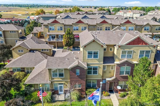 an aerial view of multiple houses