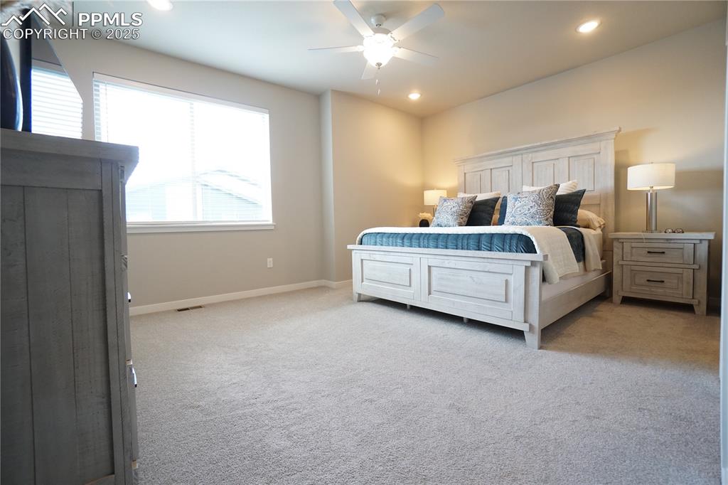5309 Passport View Colorado Springs, CO 80922 - Photo 22 of 33 a spacious bedroom with a bed and a window