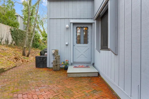 a view of a backyard of the house